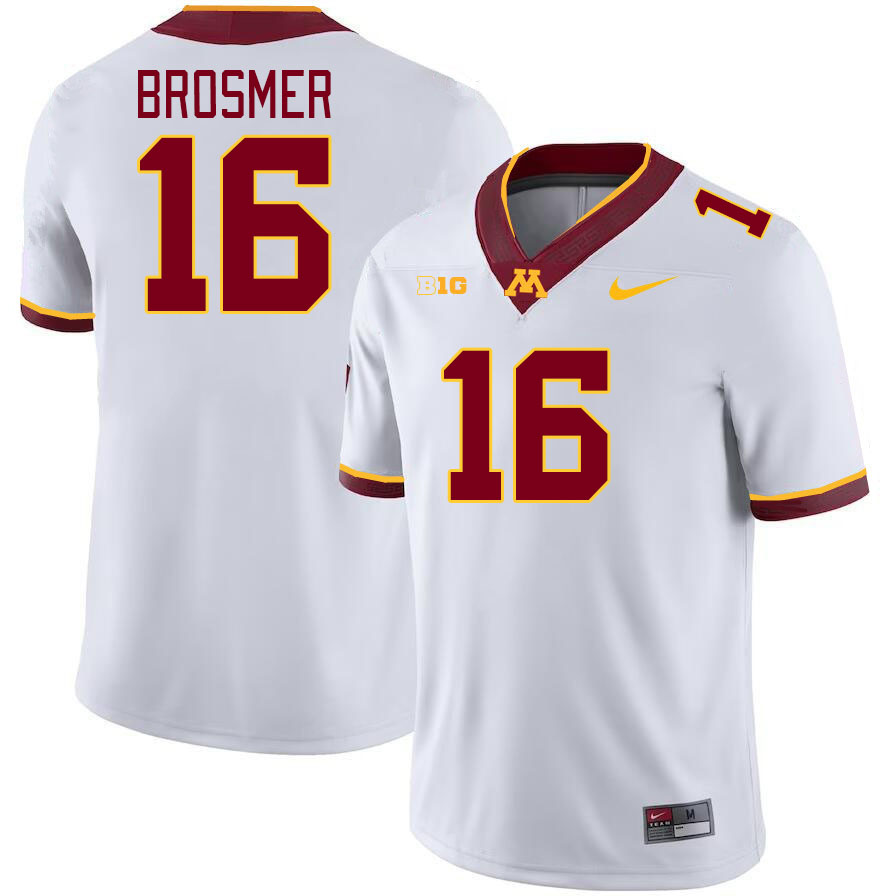 Men #16 Max Brosmer Minnesota Golden Gophers College Football Jerseys Stitched-White